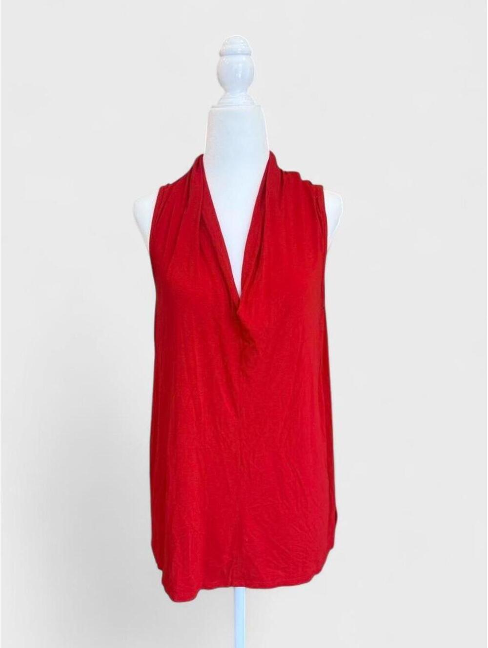 Vince Camuto Red Sleeveless Cowl Neck Draped Blouse Top Size Small!